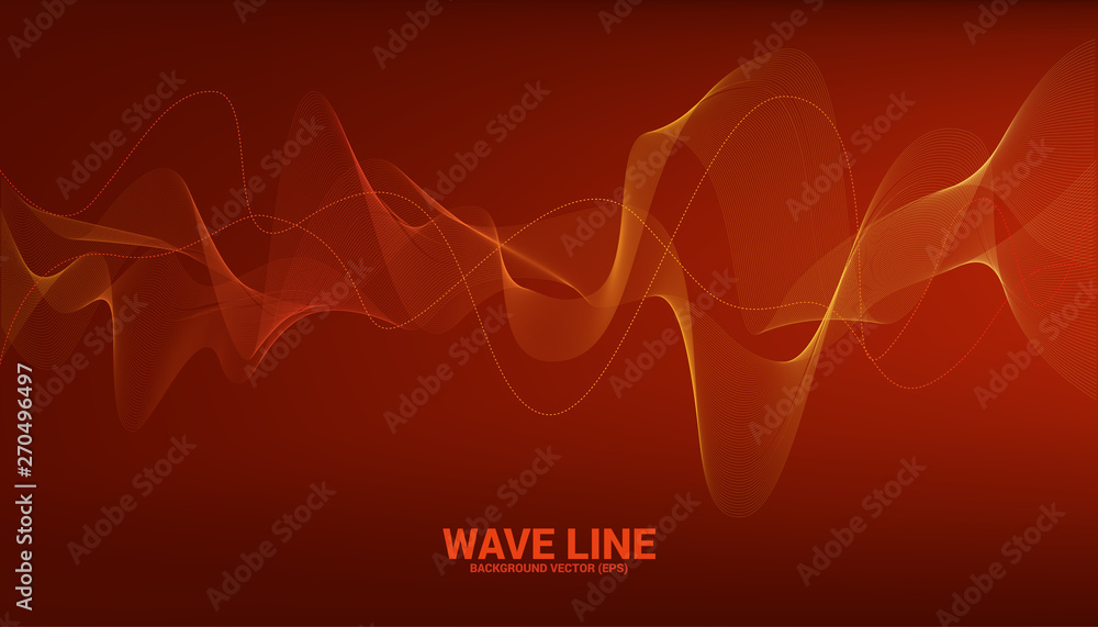 Aufkleber Orange Sound wave line curve on red background. Element for theme technology futuristic vector