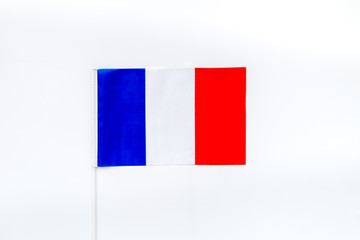 National day of France concept with flag on white background top view