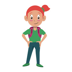 Studen girl with backpack cartoon