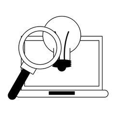 Business and office technology symbols in black and white