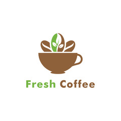 coffee logo template, fresh drink icon design - vector