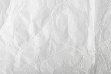 Sheet of White Thin Crumpled Craft Paper Background