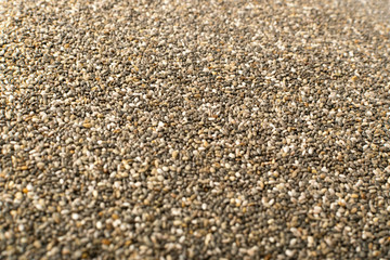 Background of Chia Seeds Close Up and Top View
