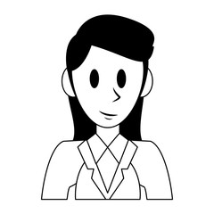 Executive businesswoman character cartoon in black and white