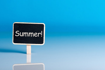 Summer - tag with First summer day. June 1st. Image of june 1, calendar on blue background. Empty space for text. Happy Childrens Day