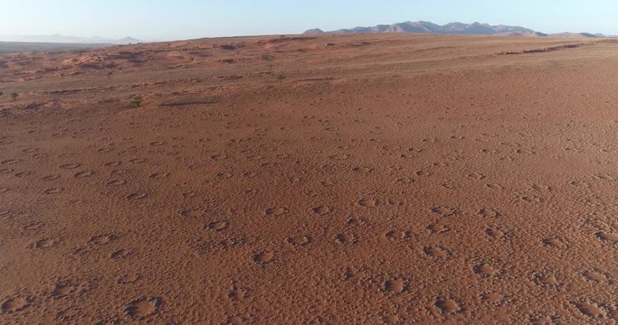 High Aerial view of the famous fairy circles of the NamibRand Nature Reserve