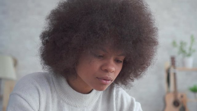 Portrait african american woman with an afro hairstyle