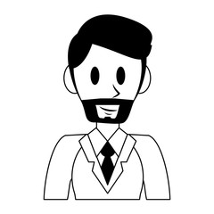 Executive businessman character cartoon in black and white