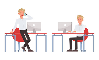 Obraz premium Man wear white shirt character vector design. no3