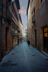 Fototapeta na wymiar Narrow street in old town of Segovia, Spain