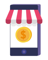 Smartphone and store icon design vector illustration