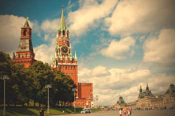 Fototapeta premium Moscow, Russia, summer cityscape of Red Square and the Spassky Tower