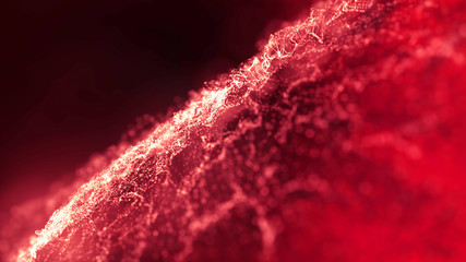 Abstract moving floating particles background with depth of field. Sparkling particles, bokeh and...