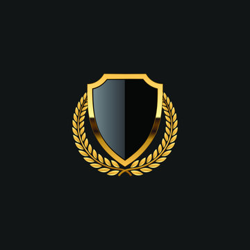 Gold Shield Badge Vector Vector Download