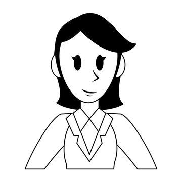 Executive businesswoman character cartoon in black and white