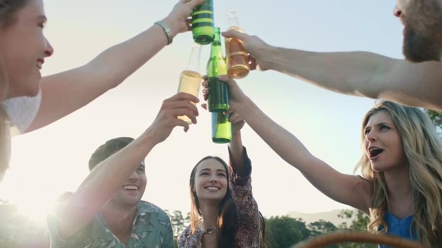 Friends having a toast cheers with their beers