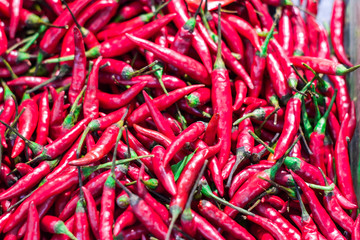 Close-up fresh red chilli on supermarket