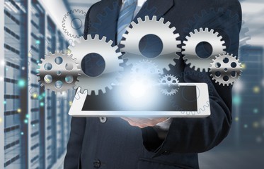 Businessman working on digital chart, business strategy concept