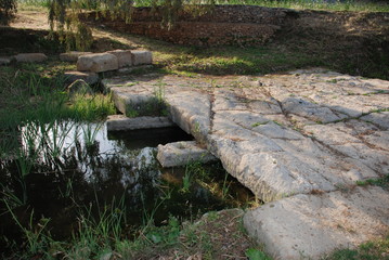 Naklejka premium The ancient temple of goddess Artemis in the Vravrona region, Attica, Greece, June 2018.