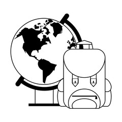 Education and school supplies in black and white