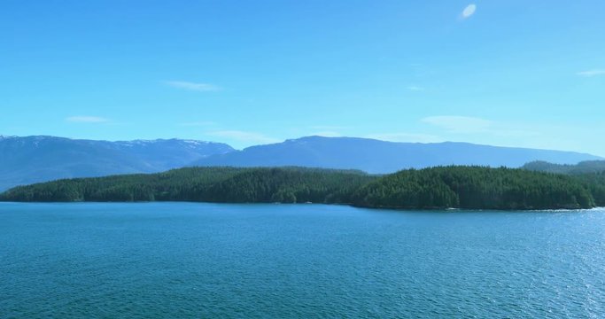 Cruise to Vancouver, in the Alaska Sea, USA, beautiful bay scenery in the afternoon sun