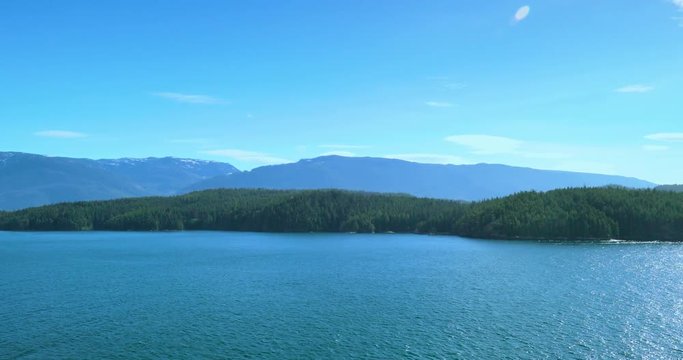 Cruise to Vancouver, in the Alaska Sea, USA, beautiful bay scenery in the afternoon sun