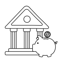 Piggy and bank design vector illustration