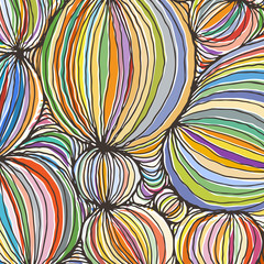 Vector doodle outline abstract ornamental ball stripe background