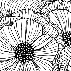 Vector doodle outline abstract ornamental flowers stripe background