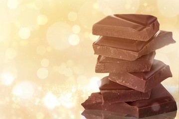Stack Chocolate Candy bar, Dark Chocolate on abstract background