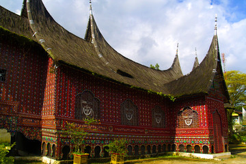 Tribal wood carved , decoration of traditional house in sumatra ,Indonesia 