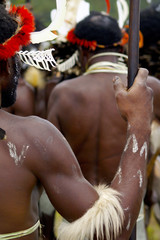 dani people during tribe festival in wamena-baliem valley-papuasia-indonesia