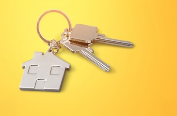 Metal house keys with house metal figure