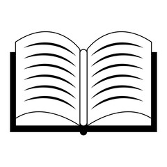 Book open isolated symbol cartoon in black and white