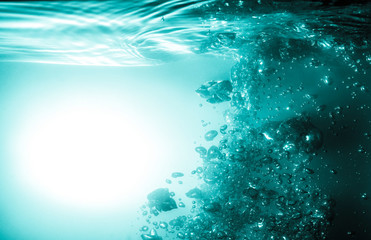 air bubbles water splash. water background.