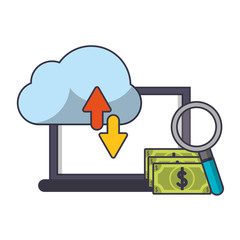 Online business and money symbols