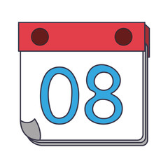 Calendar with day eight symbol cartoon