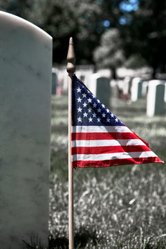 American Flag on Gravesite