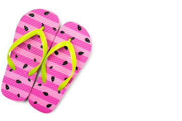 watermelon pattern flop flops isolated on white background