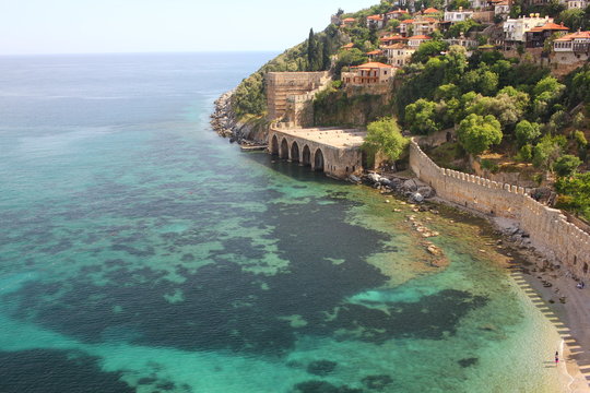 Alanya. Turkey. Five docks of Historical Dockyard Building. Shipyard Tersane Alanya.