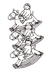 木馬で遊ぶ子ども