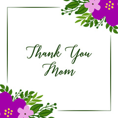 Vector illustration various pattern art purple flower frame with poster thank you mom