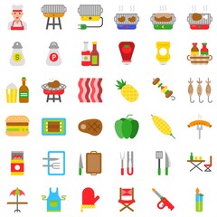 Barbecue related vector icon set, flat style