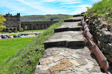 Moundsville, West virginia, just outside of Wheeling, is home to the Grave Creek Mound.  This historic landmark burial mound was built by the Arena people.