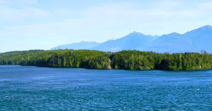 Cruise to Vancouver, in the Alaska Sea, USA, beautiful bay scenery in the afternoon sun