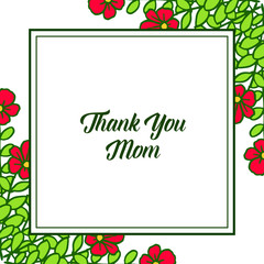 Vector illustration pattern red wreath frame with invitation card thank you mom