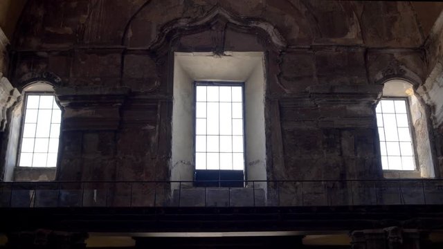 Bright windows in an old church