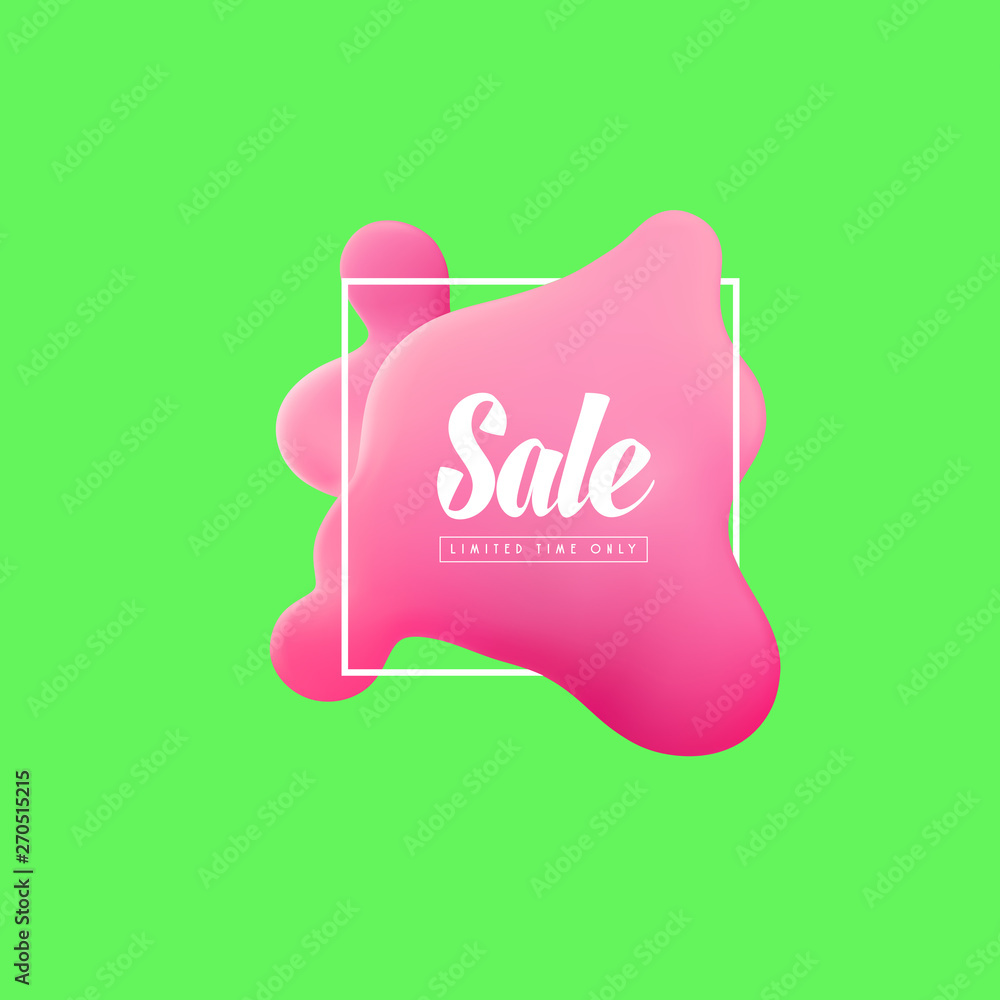 Poster sale banner abstract red soft gradient shape in frame isolated on green background
