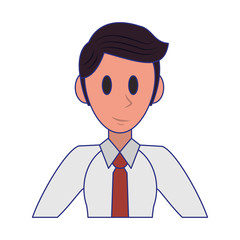 Executive businessman character cartoon blue lines