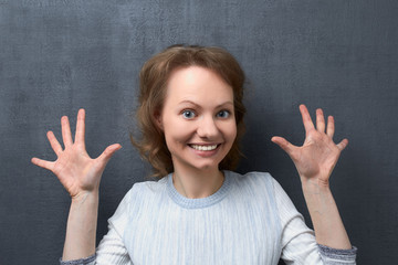 Portrait of joyful smiling young woman